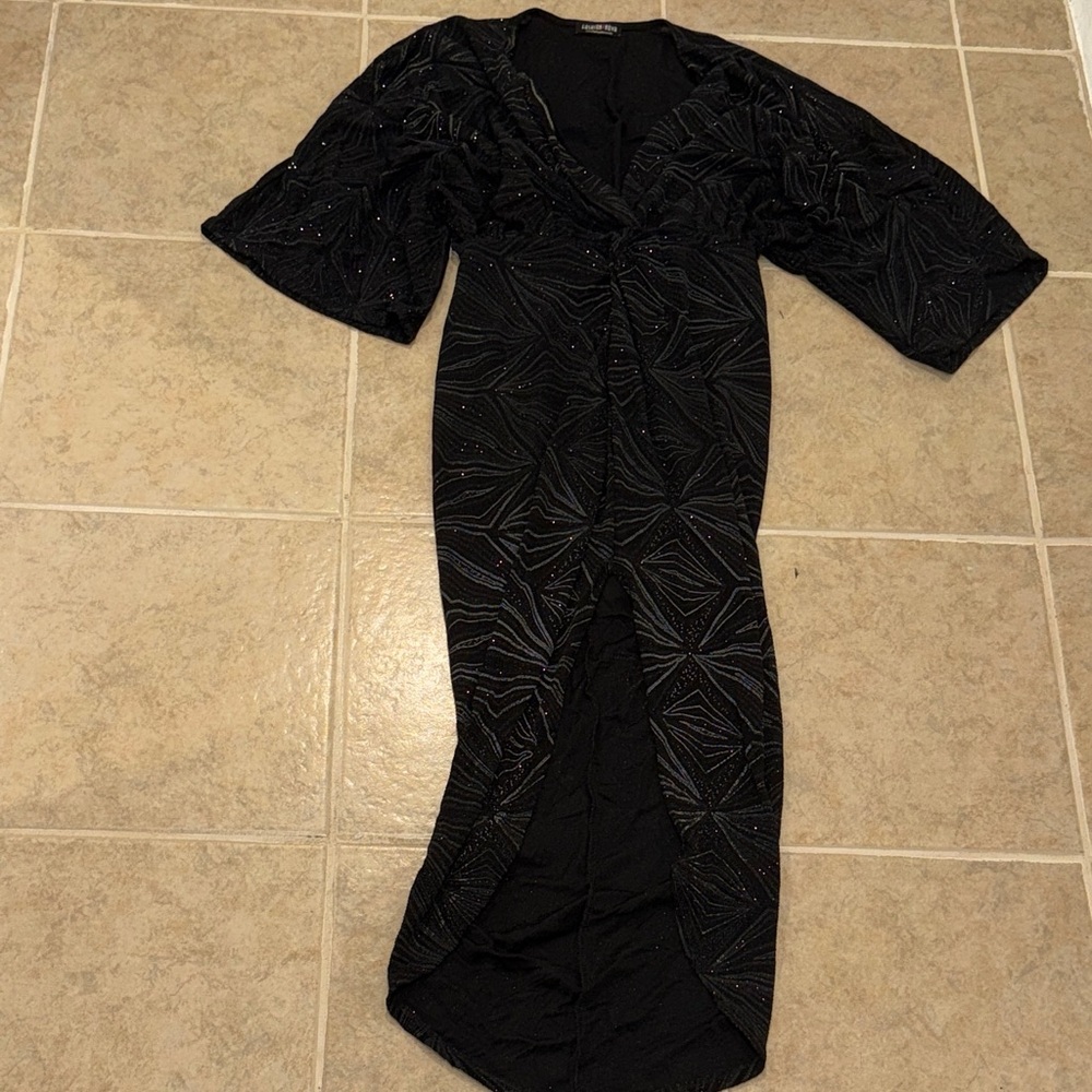 Fashion Nova Black Textured Dress